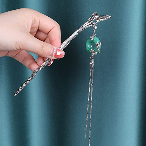 Vintage Metallquaste Silber Haarnadeln Stick Frauen Haar Essstäbchen Für Brötchen Chignon Hanfu Haarzubehör Für Frauen Haarstab Abnehmbar von NingPower