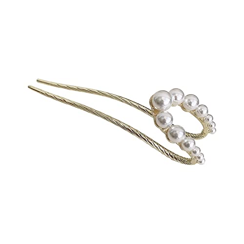 Vintage Minimalistische Perlen Haarstäbchen Mode Metall Haarnadeln Stick Dutt Essstäbchen Haarschmuck Für Frauen Dutt von NingPower