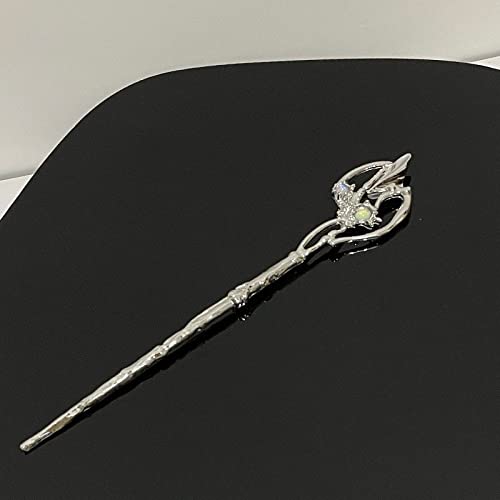 Vintage Sceptre Mondstein Haarstäbe Mode Metall Haarnadeln Stick Dutt Essstäbchen Haarschmuck Für Frauen Brötchen Silber von NingPower