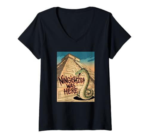 Damen Ningishzida war hier T-Shirt mit V-Ausschnitt Damen Ningishzida war hier T-Shirt mit V-Ausschnitt von Ningishzida Was Here Collection