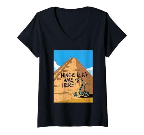 Damen Ningishzida war hier T-Shirt mit V-Ausschnitt Damen Ningishzida war hier T-Shirt mit V-Ausschnitt von Ningishzida Was Here Collection