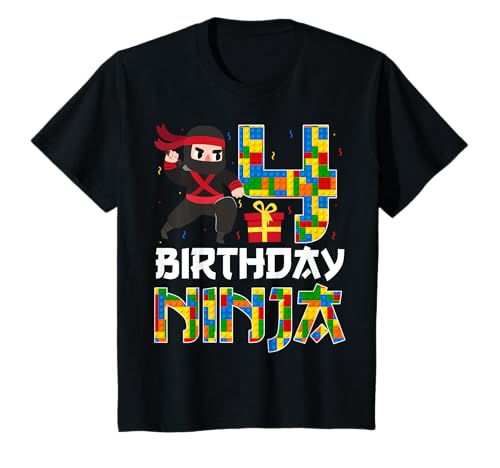 Kinder Geburtstag Ninja Kampfsport Kinder 4 Jahre alt 4. Geburtstag T-Shirt von Ninja 4th Birthday Gifts Co.