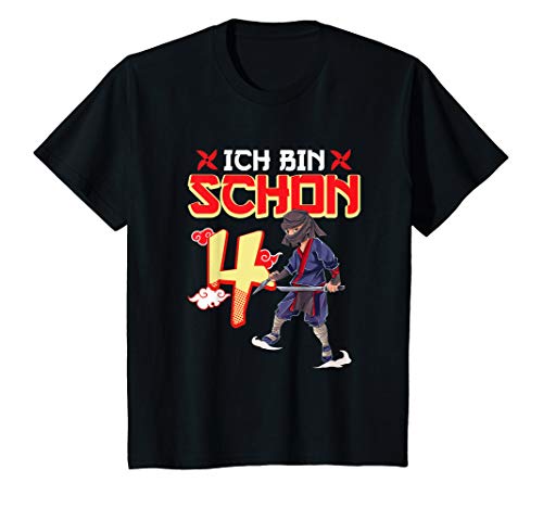 Kinder Ich Bin Schon 4 Jahre Jungen Geburtstag Geschenk Ninja T-Shirt von Ninja Birthday Design Shop