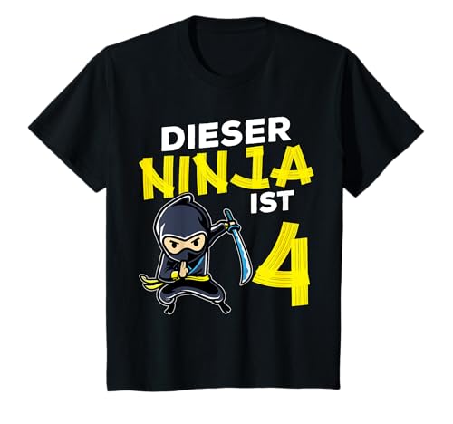 Kinder Dieser Ninja Ist 4 Geburtstag Geschenk Party Japan Ninja T-Shirt von Ninja Japan Geburtstag Designs & Geschenkideen