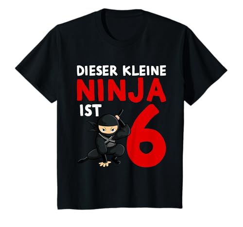 6. Geburtstag Ninja für Jungen 6 Jahre Geschenk T-Shirt von Ninja Kindergeburtstag Shirts sechsjährige Jungs