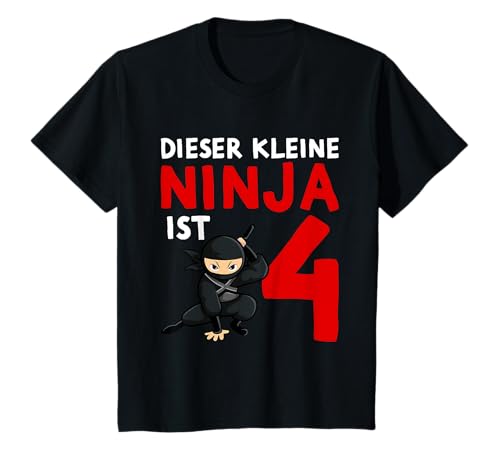 4. Geburtstag Ninja für Jungen 4 Jahre Geschenk T-Shirt von Ninja Kindergeburtstag Shirts vierjährige Jungs