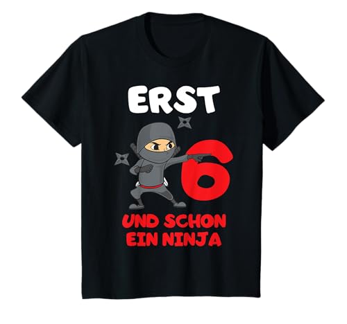 Kinder Ninja 6 Jahre Ninja Kostüm für Jungen zum 6. Geburtstag T-Shirt von Ninja Kindergeburtstag T-Shirts Jungen & Mädchen
