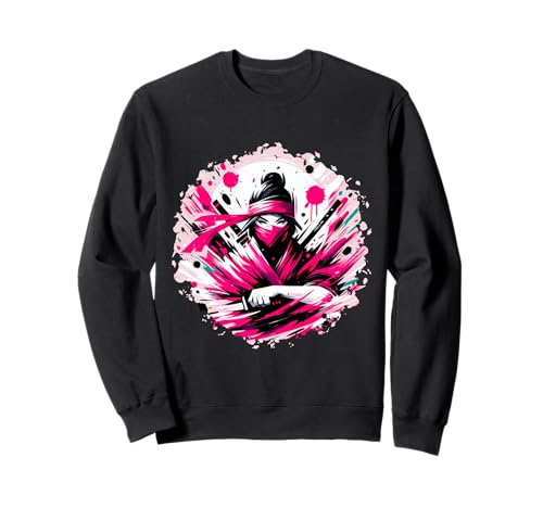 Ninja-Mädchenkostüm, Motiv „Samurai Ninja“ für Mädchen, Motiv Pink Warrior Sweatshirt von Ninja Outfit Samurai Ninja Disguise Ninja Training
