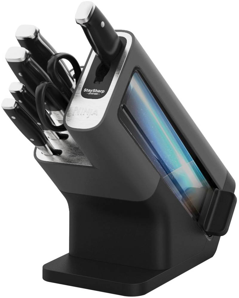 NINJA Messerblock "Ninja StaySharp Messerblock mit integriertem Schleifer K32006EU" 7 Stk. rostfreier deutscher Edelstahl, Präzisionsklingen, integr. Schleifer von Ninja