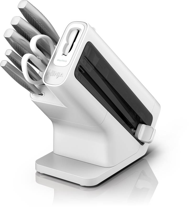 NINJA Messerblock "Ninja StaySharp Messerblock mit integriertem Schleifer K62006EUWH" 7 Stk. rostfreier deutscher Edelstahl, Erl-Design, integrierter Schleifer von Ninja