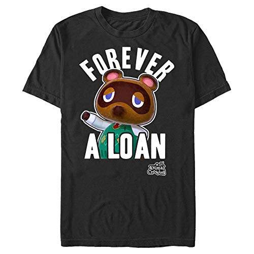 Nintendo Herren Animal Crossing Tom Nook Forever EIN Darlehen T-Shirt, Schwarz, XL von Nintendo