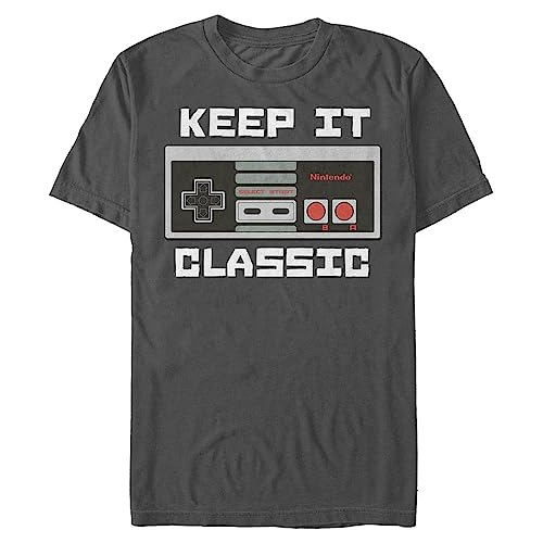 Nintendo Herren Keep It Classic T-Shirt, Dunkelgrau, L von Nintendo