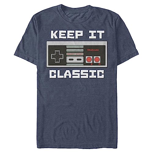 Nintendo Herren Keep It Classic T-Shirt, Premium Navy Heather, L von Nintendo