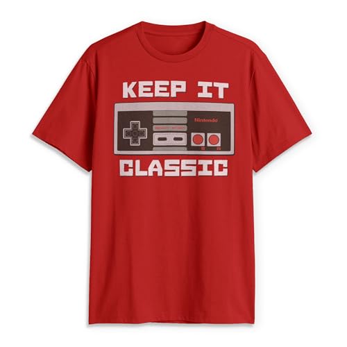 Nintendo Herren Keep It Classic T-Shirt, Rot/Ausflug, einfarbig (Getaway Solids), XX-Large von Nintendo
