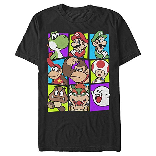 Nintendo Herren Mushroom Cast T-Shirt, schwarz, 3X-Groß von Nintendo