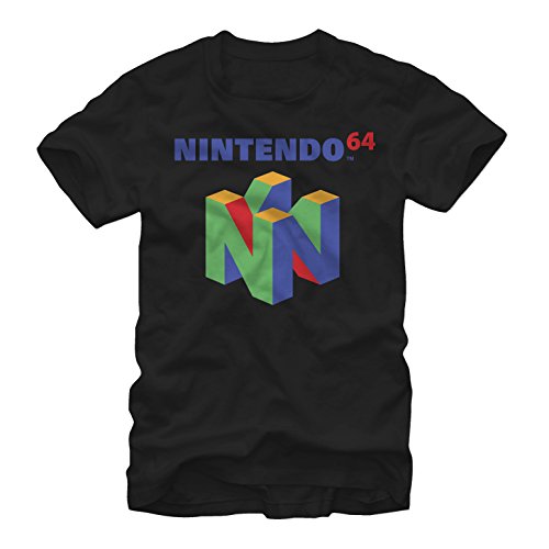 Nintendo Herren N64 Logo Kurzarm T-Shirt, Schwarz, XL von Nintendo