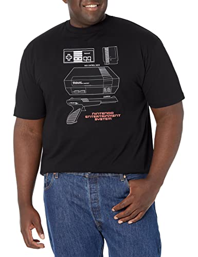 Nintendo Herren NES Schaltschema T-Shirt, Schwarz, XXL Größen Tall von Nintendo