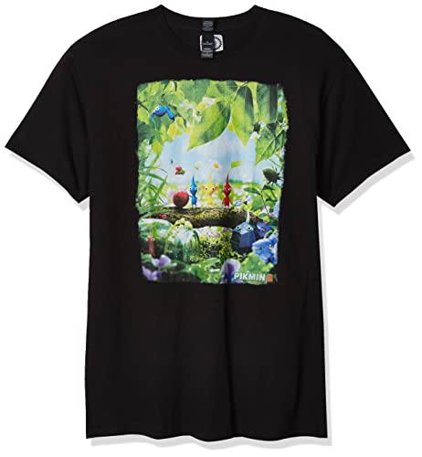 Nintendo Herren Pikmin 3 Tree Group Shot Game Poster T-Shirt, schwarz, 3X-Groß von Nintendo