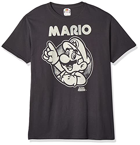 Nintendo Herren So Mario T-Shirt, Dunkelgrau, L von Nintendo