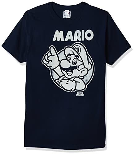 Nintendo Herren So Mario T-Shirt, Marineblau, Klein von Nintendo