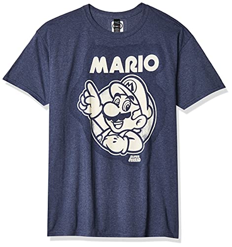 Nintendo Herren So Mario T-Shirt, Marineblau, meliert, XL von Nintendo