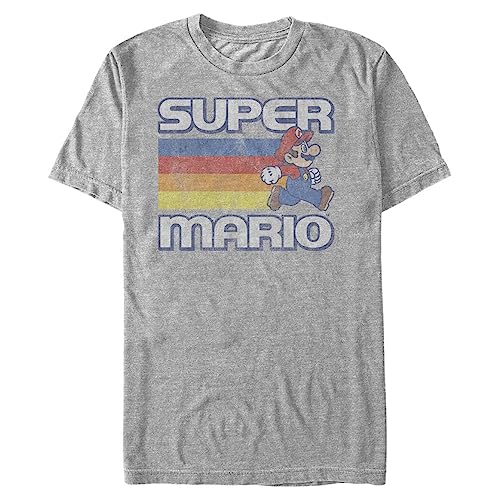 Nintendo Herren Super Mario Running Retro Stripe T-Shirt, Athletic meliert, 3X-Groß von Nintendo