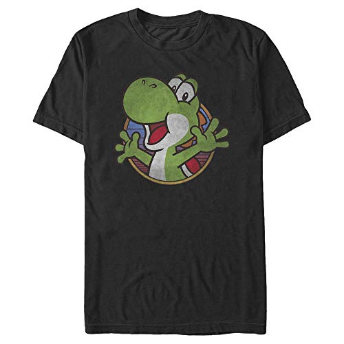 Nintendo Herren Super Mario Yoshi Color Fade Circle Logo T-Shirt, Schwarz, XL von Nintendo