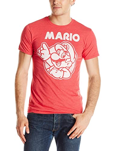 Nintendo Men's So Mario T-Shirt, Red Heather, Large von Nintendo