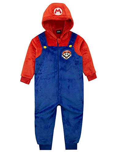 Super Mario Onesie | Schlafoverall Kinder | Fleece Jumpsuit | Schlafanzug Einteiler für Jungen Mehrfarbig 140 von Super Mario