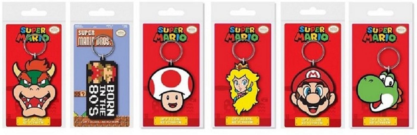 Nintendo Schlüsselanhänger Schlüsselanhänger Kinder Mini Super Mario Set 6 Stück keychain 6 cm, Schlüsselanhänger Haustierschlüsselanhänger Geschenk Hund Frau Herren von Nintendo