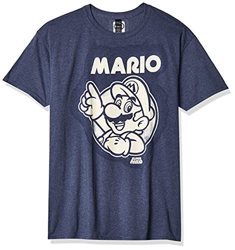 Nintendo So Mario Herren T-Shirt, Premium Navy Heather, Groß von Nintendo