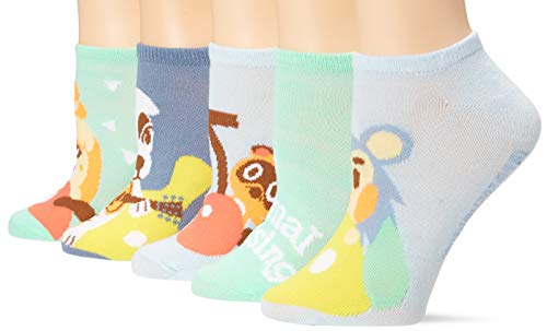 Nintendo Women's Animal Crossing 5 Pack No Show, Blue Turq Multi, Fits Sock Size 9-11 Fits Shoe Size 4-10.5 von Nintendo