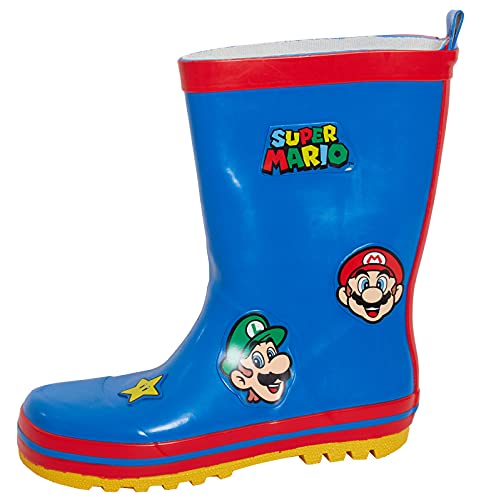 Super Mario Jungen Brothers Gummistiefel Kinder Nintendo Gummistiefel Regenschuhe Gummistiefel, blau, 34 EU von Super Mario
