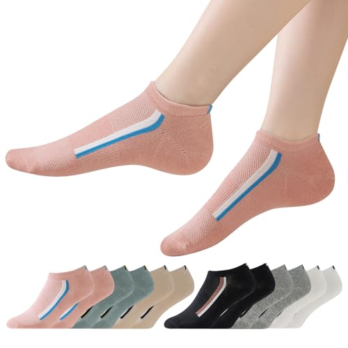 Niofind Sneaker Socken Damen, Atmungsaktive Baumwolle Sneakersocken, Kurze Socken Sportsocken Anti Schweiß Rutschfest, 6 Paar Füßlinge Bunt 39-42 von Niofind