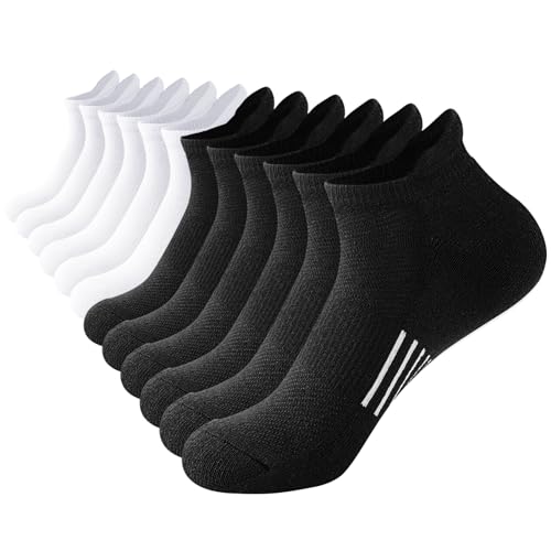 Niofind Sneaker Socken Damen 6 Paar Füßlinge Baumwolle Sportsocken Atmungsaktives Kurz Anti-Blasen Socken Damen Gepolsterte Laufsocken 35-38/39-42 von Niofind