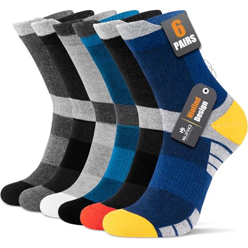 Niofind Socken Herren Damen 43-46 37-42, 6 Paar Baumwolle Sportsocken, Wandersocken, Arbeitssocken, Atmungsaktiv Tennissocken, Laufsocken, Elastische Sneaker mit Dicke Frotteesohle von Niofind