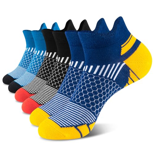 Niofind Socken Herren 47-50,Sneaker Socken Herren Sportsocken Atmungsaktive Gepolsterte Baumwolle Anti-Blasen Laufsocken für Sport Wandern Workout Fitness Gehen Radfahren Multipack 6 Paar von Niofind