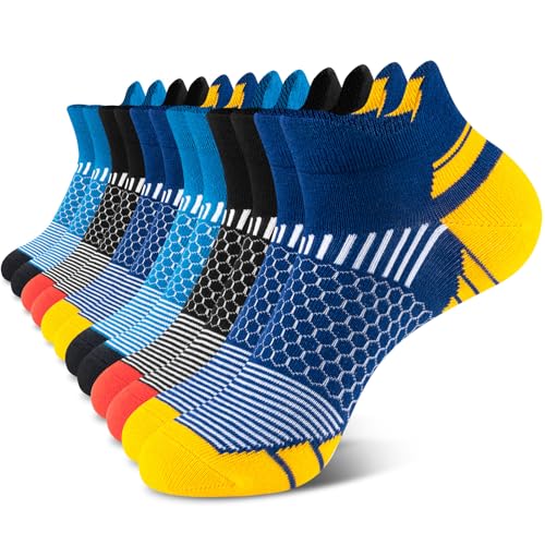 Niofind Socken Herren 47-50,Sneaker Socken Herren Sportsocken Atmungsaktive Gepolsterte Baumwolle Anti-Blasen Laufsocken für Sport Wandern Workout Fitness Gehen Radfahren Multipack 6 Paar von Niofind
