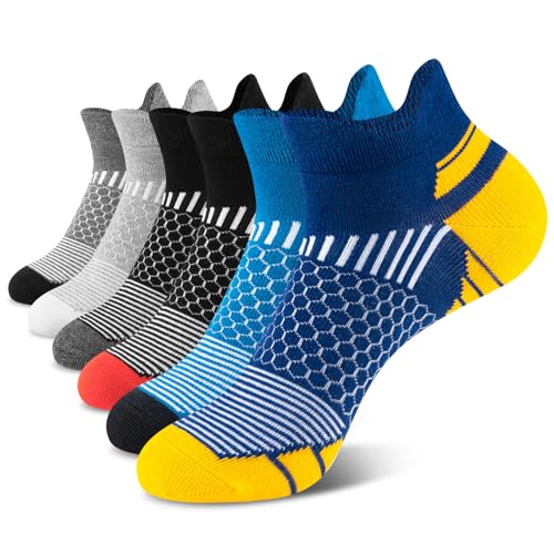 Niofind Socken Herren 47-50,Sneaker Socken Herren Sportsocken Atmungsaktive Gepolsterte Baumwolle Anti-Blasen Laufsocken für Sport Wandern Workout Fitness Gehen Radfahren Multipack 6 Paar von Niofind