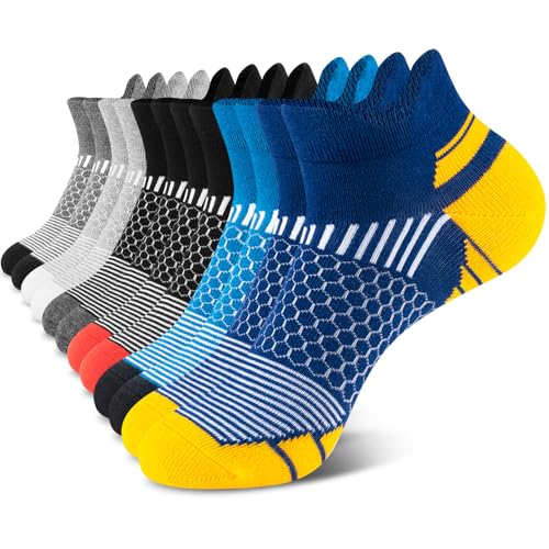 Niofind Socken Herren 47-50,Sneaker Socken Herren Sportsocken Atmungsaktive Gepolsterte Baumwolle Anti-Blasen Laufsocken für Sport Wandern Workout Fitness Gehen Radfahren Multipack 6 Paar von Niofind