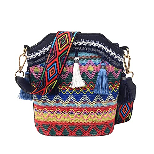 Niooce Damen Boho-Tasche Crossbody Tasche/Bag Stickerei Ethnische Frauen Geschenke, Schwarz von Niooce