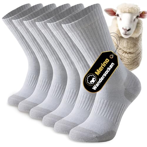Niorasen Merino Wandersocken Herren Damen, 3 Paar Outdoor Trekkingsocken, Merinowolle Sportsocken Laufsocken Sneakersocken Atmungsaktiv Dicke Thermosocken für Herren Damen von Niorasen