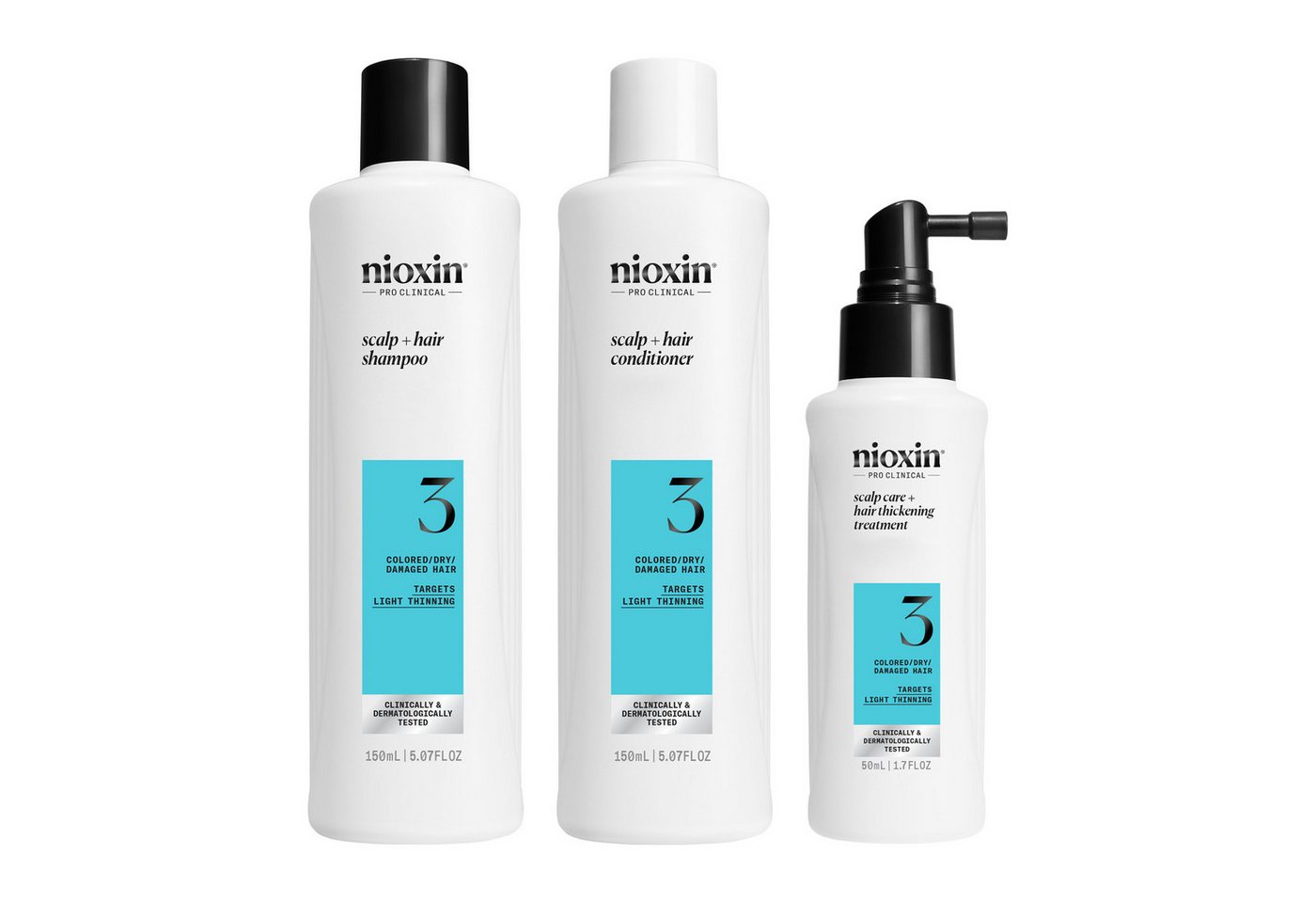 Nioxin Haarpflege-Set System 3 KIT, Set, 3-tlg., mehr Volumen, schützt vor Haarbruch, speziell für coloriertes Haar von Nioxin