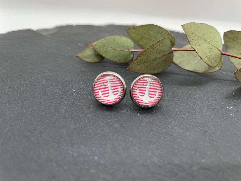 Ohrstecker Cabochon Aus Edelstahl, Ohrringe, Anker, 12 Mm, Maritimer Ohrschmuck Ohrstecker Cabochon Aus Edelstahl, Ohrringe, Anker, 12 Mm, Maritimer Ohrschmuck von Nipiane