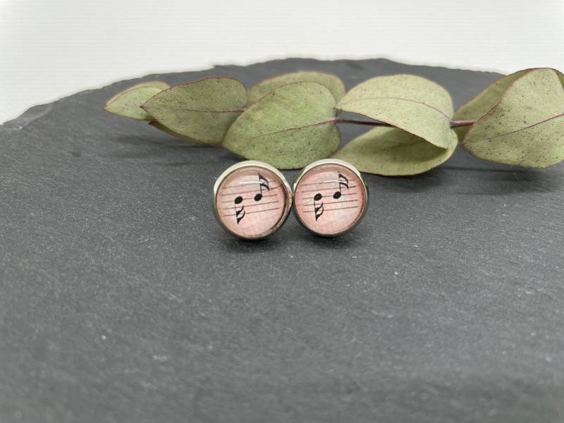 Ohrstecker Cabochon Aus Edelstahl, Ohrringe, Geschenk, Noten, Musik, 12 Mm Ohrstecker Cabochon Aus Edelstahl, Ohrringe, Geschenk, Noten, Musik, 12 Mm von Nipiane