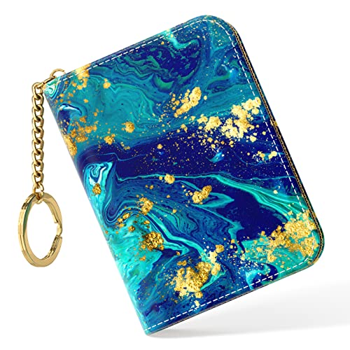 Nipichsha Kreditkartenetui, kleine RFID-Karten-Geldbörse für Frauen, schlankes Leder-Kartenhalter, Kreditkartenetui, Organizer, Tasche für Visitenkarten, Ocean Marble, Mode von Nipichsha