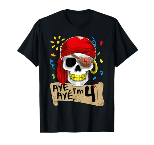 Coole Piraten 4 Jahre alte Geburtstag Jungen T-Shirt Coole Piraten 4 Jahre alte Geburtstag Jungen T-Shirt von NipoCutie Happy Birthday