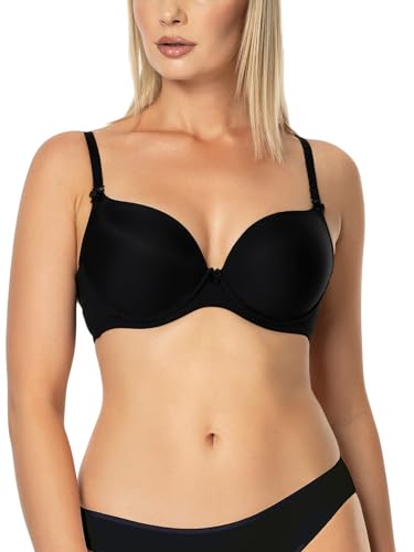 Nipplex Ida Damen Doppel-Push-up-BH Glatte Damenunterwäsche für den täglichen Gebrauch Bügel mit abnehmbaren, verstellbaren Trägern Schwarz, 85C von Nipplex