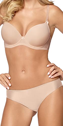 mefemi Ida - Push-Up-BH für Damen – Doppel Push Up - Dekolleté-Enhancer-BH – Glatt gepolsterte BHS für Frauen – Fügen Sie 2 Körbchengrößen BH Hinzu – Doppel-Boost-BH – Bügel-BH – Beige - 80B von mefemi