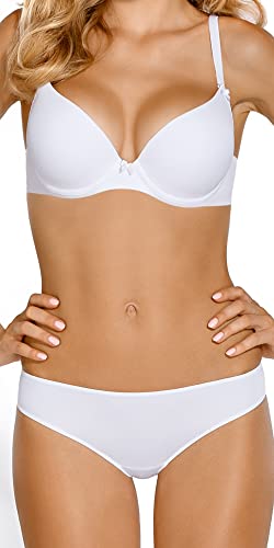 mefemi Ida - Push-Up-BH für Damen – Doppel Push Up - Dekolleté-Enhancer-BH – Glatt gepolsterte BHS für Frauen – Fügen Sie 2 Körbchengrößen BH Hinzu – Doppel-Boost-BH – Bügel-BH – Weiß - 75B von mefemi